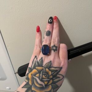 Elegant Blue Gemstone Ring 925 Silver